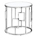 Daphnes Dinnette 23 in. Chrome Metal with Tempered Glass Accent Table DA2618227